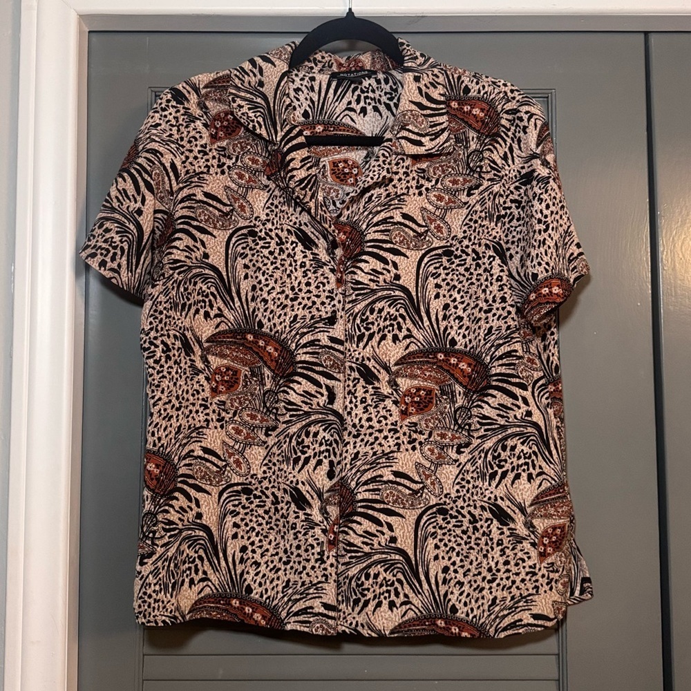 Vintage Notations Paisley Animal Print Shirt